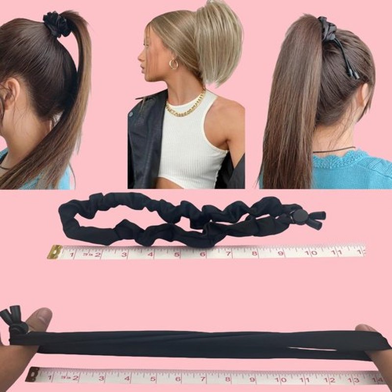 Skiennix Satin Hair Ties - Adjustable Scrunchies for Thick Curly Hair | No Damage Accessories (Black)