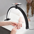 Small nail lamp for desk, half moon light for nail desk with Touch Control, Portable half moon nail lamp with Phone Holder (Black)