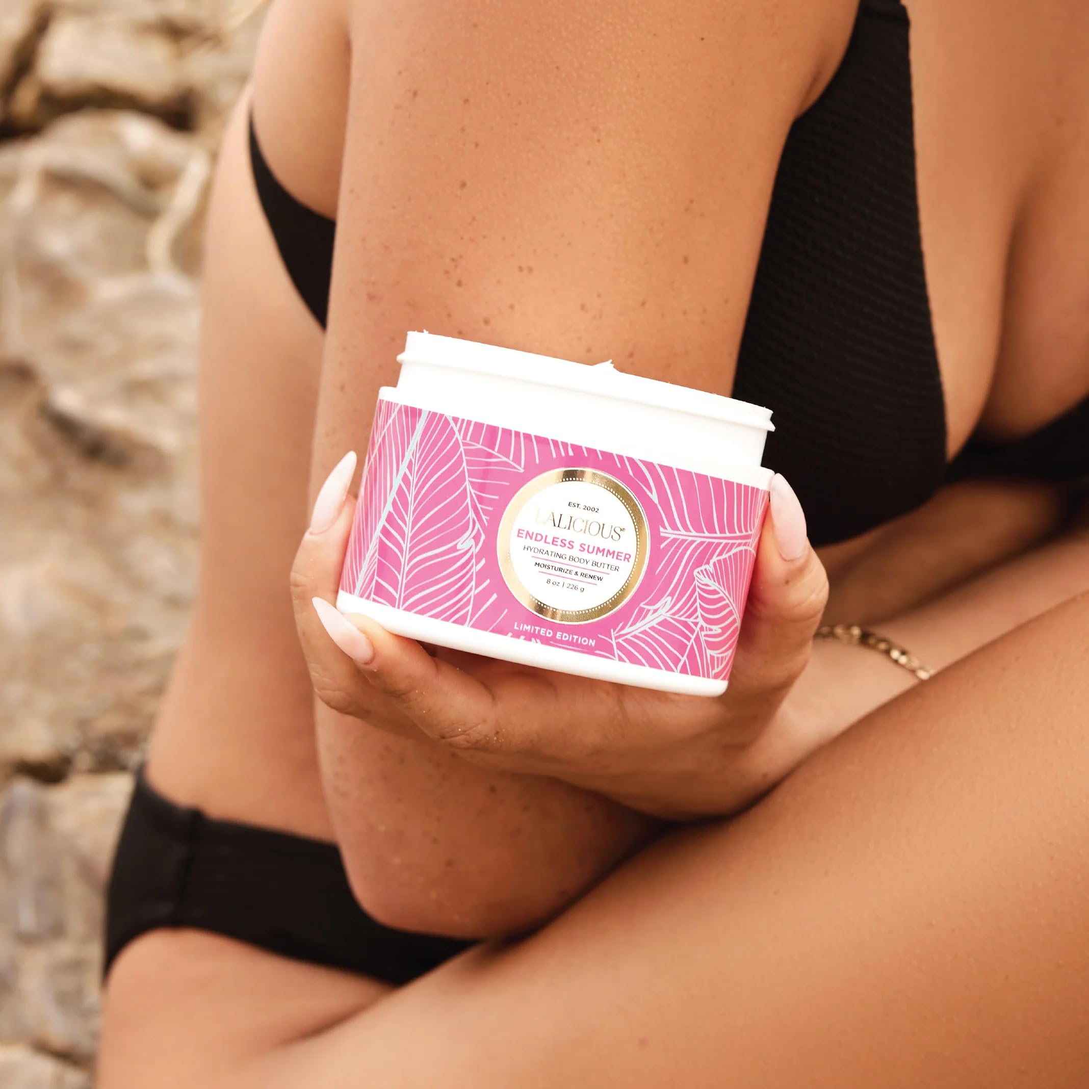 LALICIOUS Endless Summer Whipped Body Butter 8oz | Shea Butter + Hyaluronic Acid Body Cream | Deep Moisturizing Lotion for Dry Skin | Vitamin C & Peptides | Non-Greasy, Firming & Skin-Softening