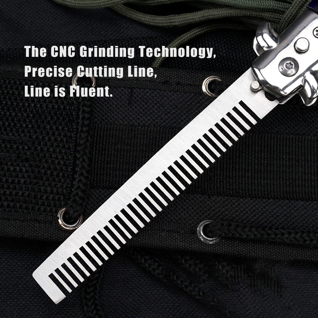 Folding Pocket Comb, Stainless Steel Beard Comb for Men, Switchblade Fine Tooth Mustache Combs Designed for Hair Salon Beauty Tool (Black)