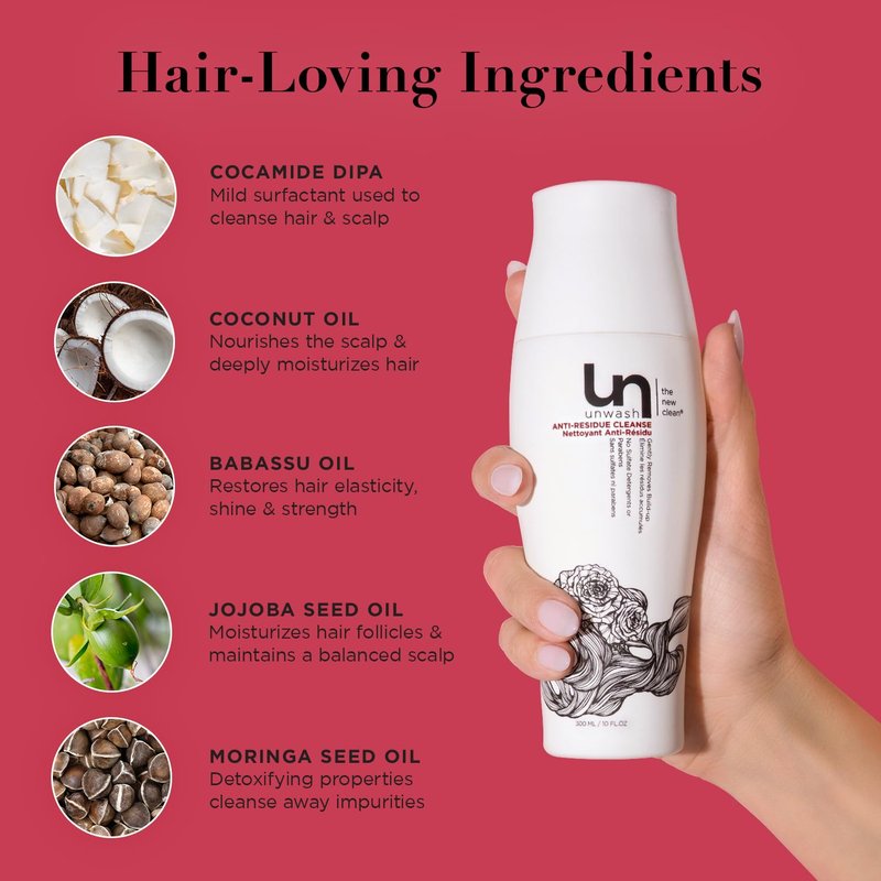Unwash Anti Residue Hair Cleanse - Gentle pH Balanced Daily Conditioner Wash | 10 Fl Oz, White