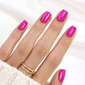 Hot Pink Press on Nails Short - SHANGMENG Soft Gel Cat Eye Press on Nails Square for Women, Naturally & Full Cover Reusable Glue on Nails in 16 Sizes - 32 Fake Nails Kit with Glue, Hot Pink