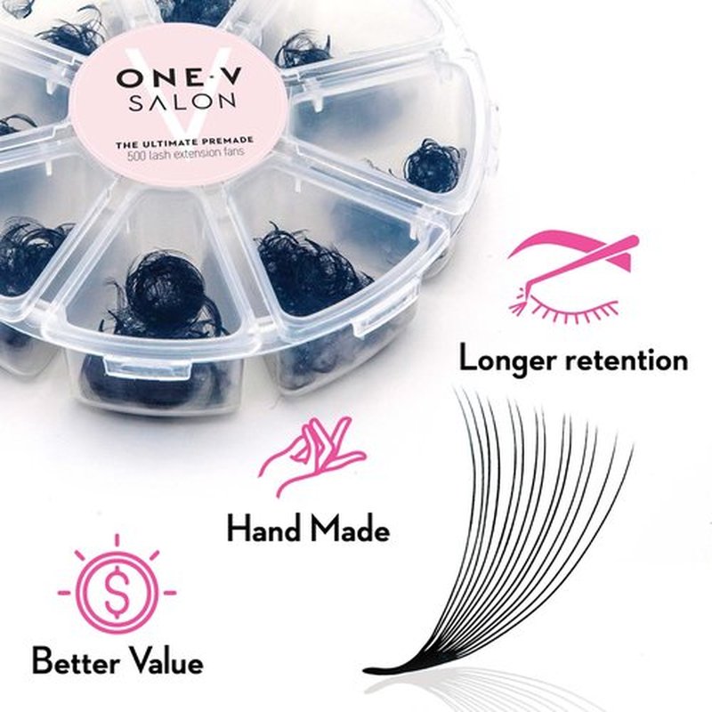One V Salon, 500 Loose Professional Use Premade Fans Eyelash Extensions,C Curl Volume Lashes,10D 20D 14D-0.05 Thickness,9-16mm Fluffy Handmade Fan Mixed Tray