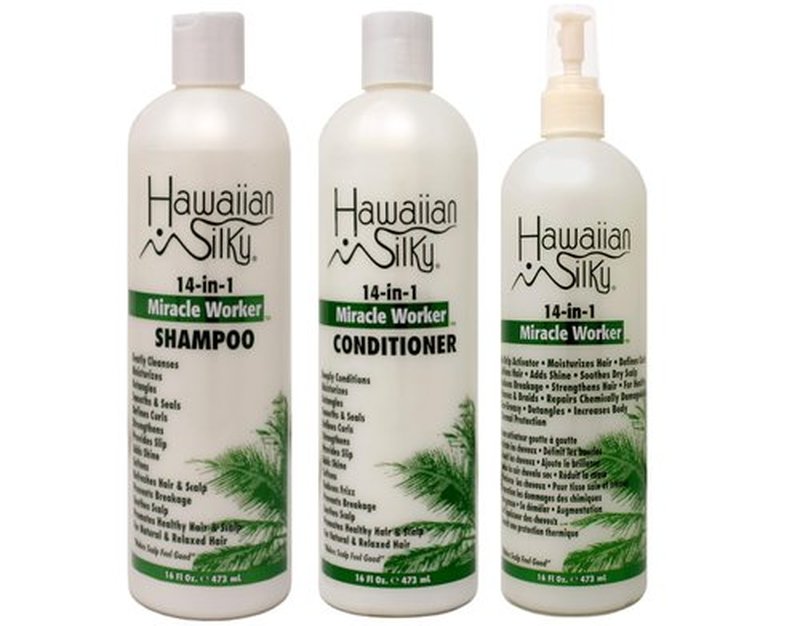 Hawaiian Silky 14-in-1 Miracle Worker Hair Care Set, Shampoo, Conditioner and Activator Spray, 16 Fl Oz Each