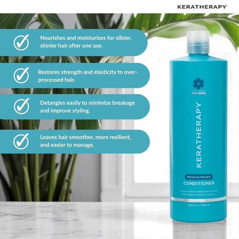 Keratherapy Keratin Infused Moisture Conditioner - Hydrating 33.8 fl. oz. Formula with Collagen & Jojoba Oil for Dry Hair