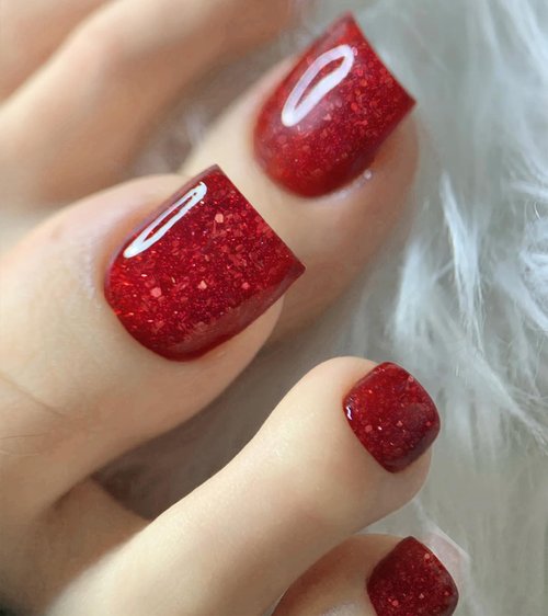 Toe Gel Nail Stickers - 34PCS Salon Quality Wraps no UV Light Needed - Long Lasting Toe Nail Polish Strips for Women (Rose Red)