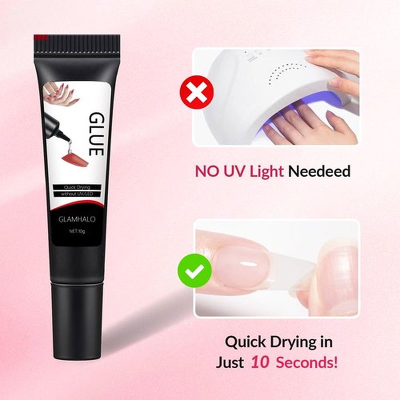 Skiennix Quick Dry Nail Glue Gel - Super Strong, Long Lasting, 10g with 10ml Remover for Press-On & Acrylic Nails