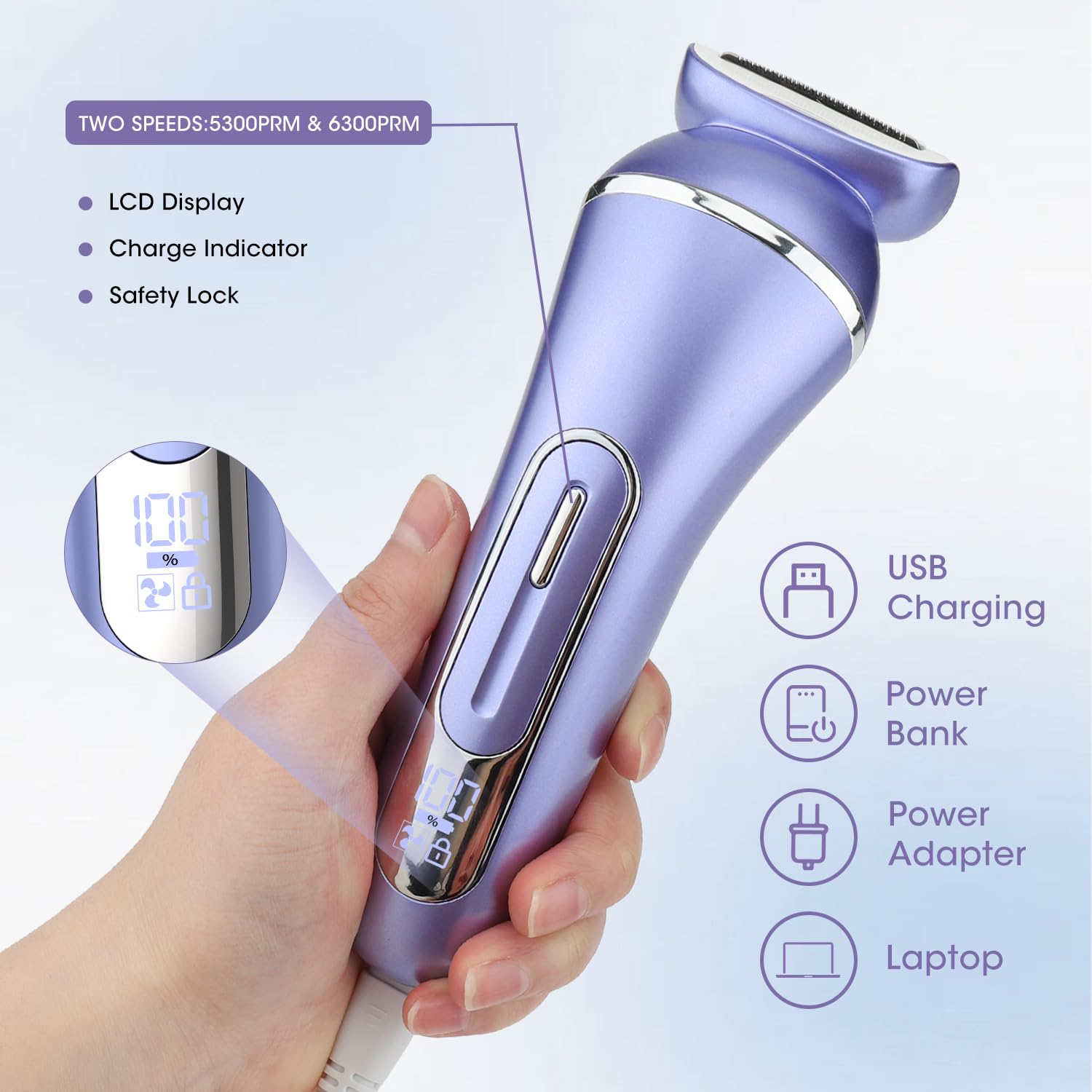 Electric Shavers for Women, 7 in 1 Hair Removal Kit with Epilator Bikini Trimmer Face Razor Body Brush Face Massager Foot Callus Remover, IPX7 Waterproof Lady Razors Set for Legs Armpit Bikini Pubic