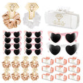 30pcs Bridesmaid Proposal Gifts Set with Bridesmaid Scrunchies Square Hair Claw Clip and Bachelorette Heart Sunglasses Girls Gift for Wedding Party Bachelorette Cam Party Favors (White&Rose Pink)