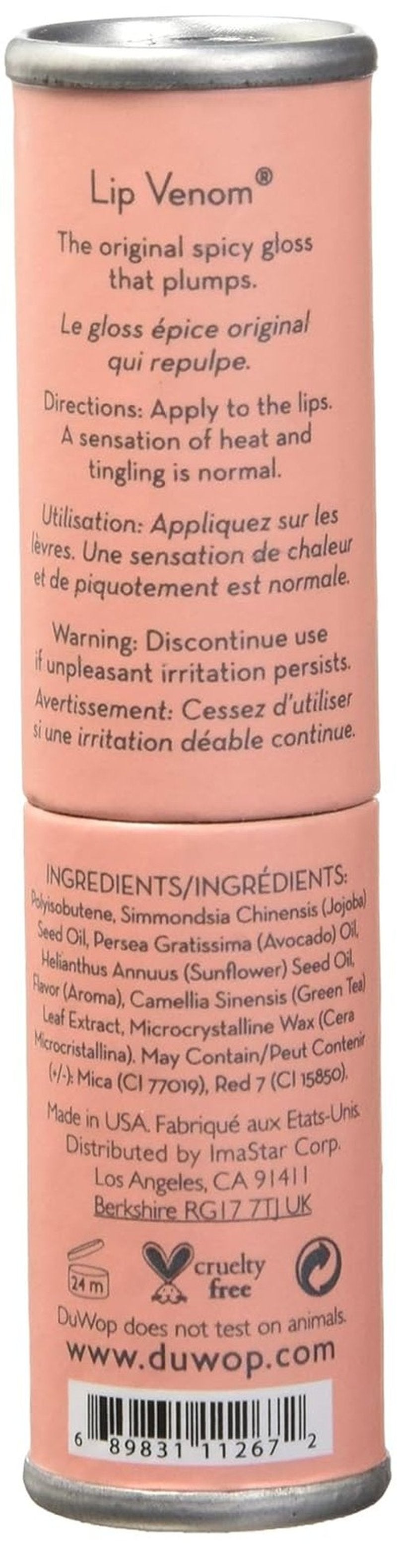 DuWop Cosmetics Lip Venom - Plumping Gloss for Hydrated Lips, Pink (1-Pack)