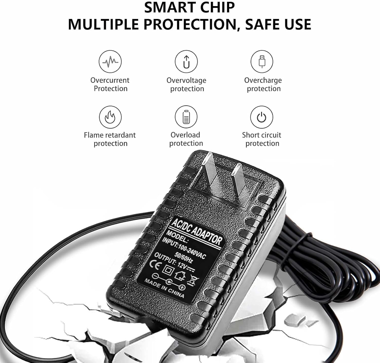 12V 2A Power Cord Adapter Charger Replacement for Spectra Breast Pump S1, S2 Plus, S3 Pro, 9 Plus, SG Synergy Gold, SPS100, SPS200, 6ft Charging Power Cord Cable Led Light