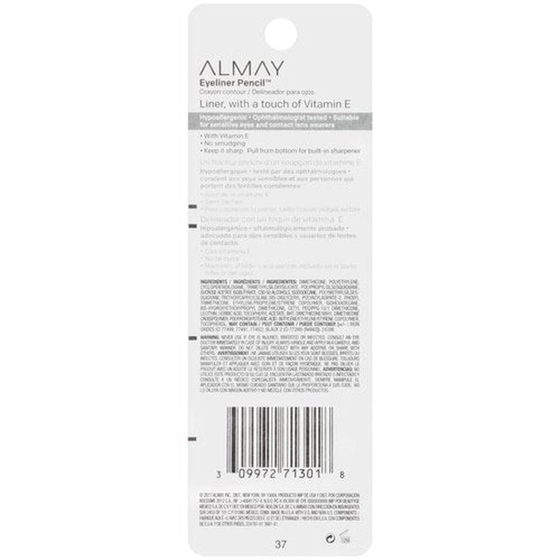Almay All-Day Eyeliner Pencil,Hypoallergenic,Cruelty-Free,Oil-Free,Fragrance-Free,Ophthalmologist Tested,Long Wearing and Water Resistant (Packaging May Vary),209 Black Raisin,0.01 oz,(Pack of 2)