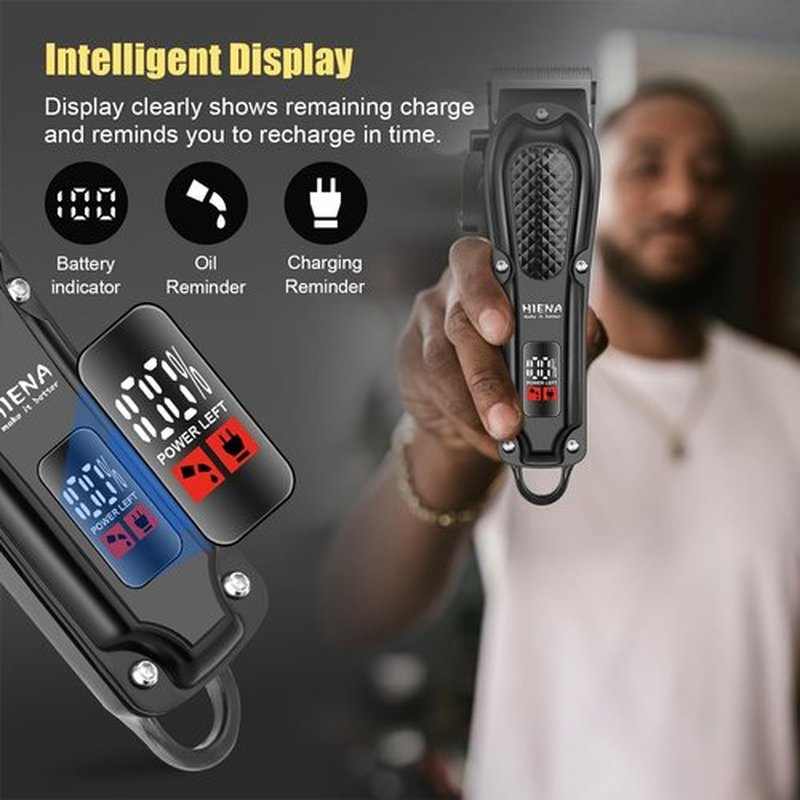HIENA PRO Professional Hair Clippers - Cordless 3-in-1 Hair Cutting Kit with LED Display & Foil Shaver | USB-C Rechargeable