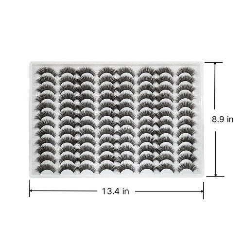 Azenlo False Eyelashes 48 Pairs Faux Mink Lashes 14mm Wispy Lashes 3D Fluffy Cat Eye Lashes Pack Bulk Wholesale Strip Lashes(style 48-045)