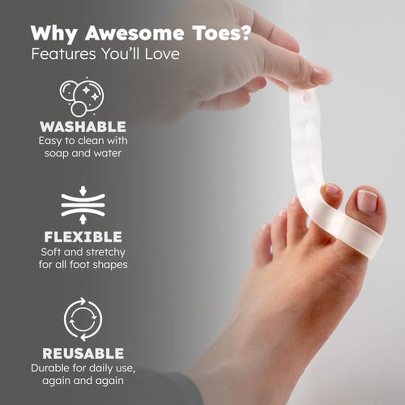 Natural Toe Spacers & Separators, Fast Pain Relief from Hammertoe & Bunions | Food Grade Silicone Toe Stretchers Used for Walking, Running & Yoga Practice | Small