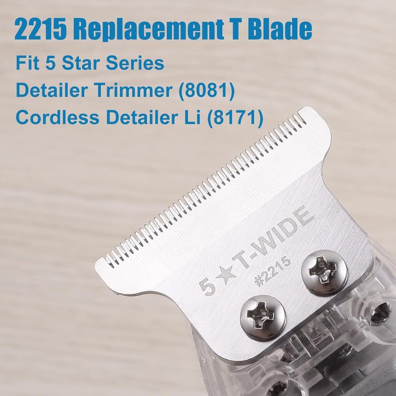 Wahl 5 Star Detailer Li Trimmer Blades - Adjustable Stainless Steel Zero-Gap T Wide Replacement | Silver