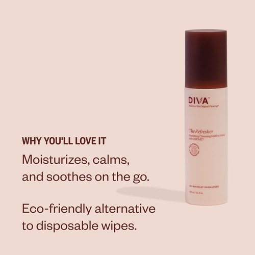 DIVA Refresher - Gentle No-Rinse Spray Cleanser - Fragrance-Free Plant-Based Formula - 100 mL