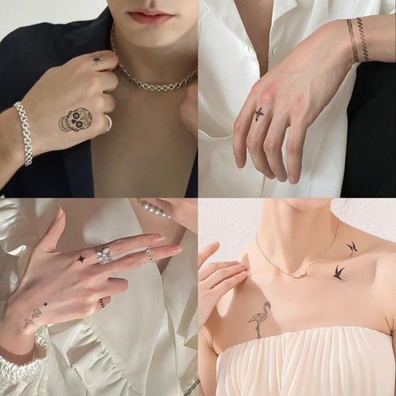 Temporary Fake Small Tattoos Sticker Adult Women Men Kids, Rose Butterfly Waterproof Realistic Neck Hand Finger Temporary Tattoos (52 Sheets-410+ Styles)