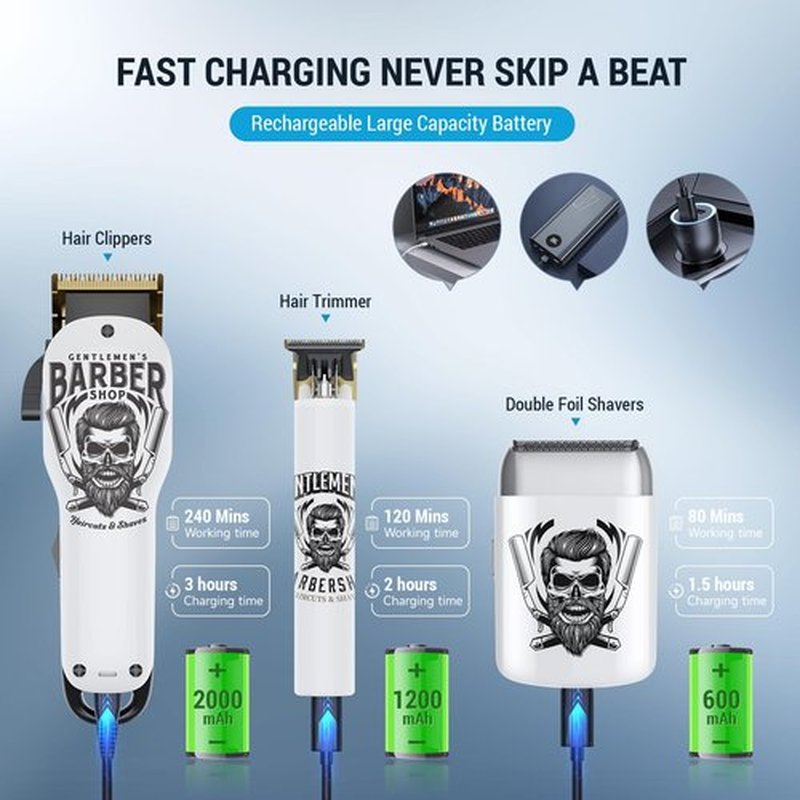 BESTBOMG® Hair Clippers for Men Professional, Beard Trimmer Kits & Sets, Electric Shavers, Hair Clippers & Trimmer Ceramic T-Blade, for Barber, for Gifts