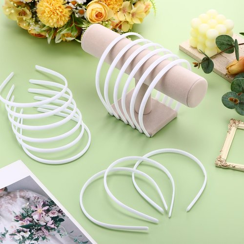 Shappy 40 Pcs 1cm White Plastic Headbands Thin Skinny Headbands for Women Plain DIY Hair Accessories Plastic Teeth Comb Hair Accessories