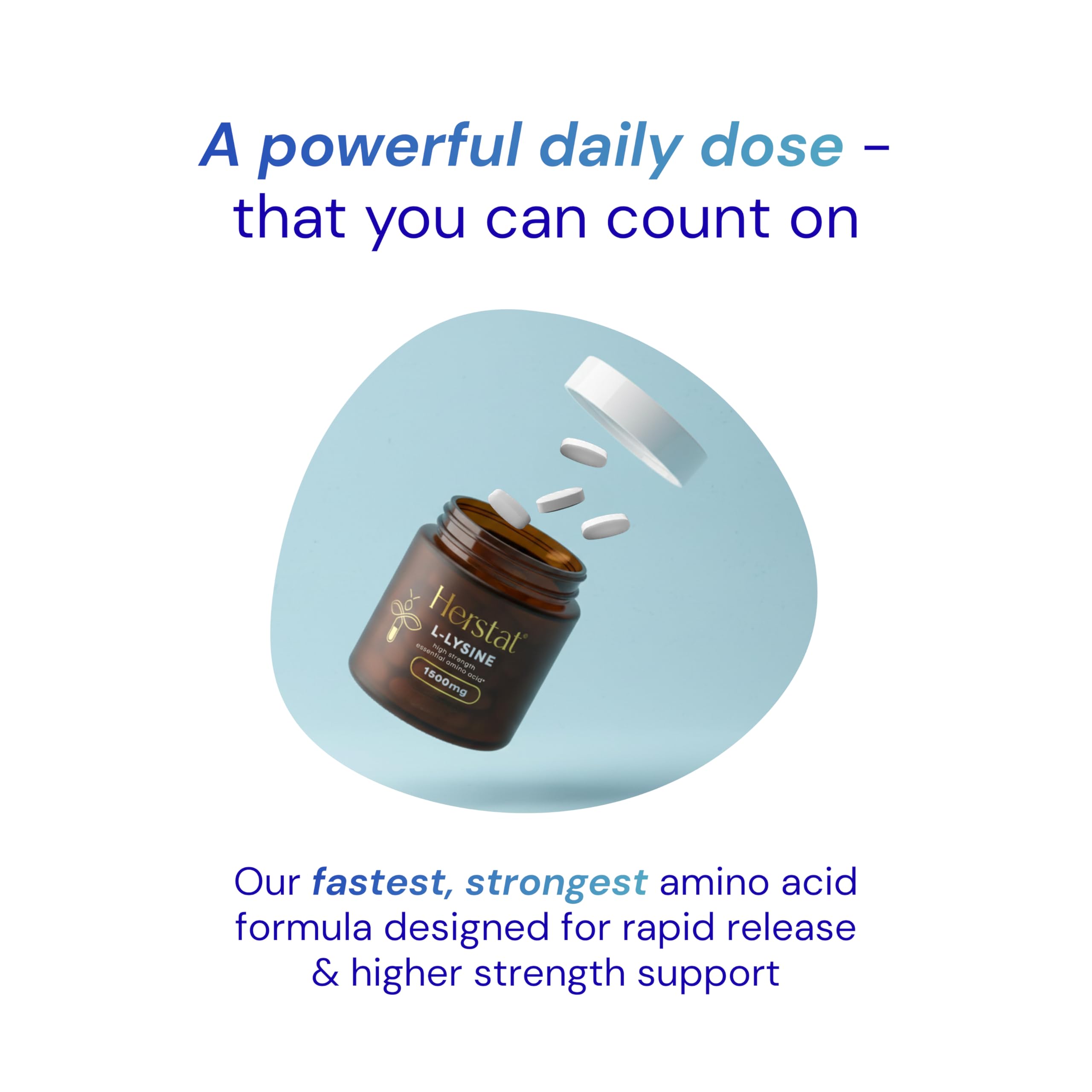 Herstat L-Lysine 1500mg | High Potency Essential Amino Acid, Vegetable Tablets, 120ct