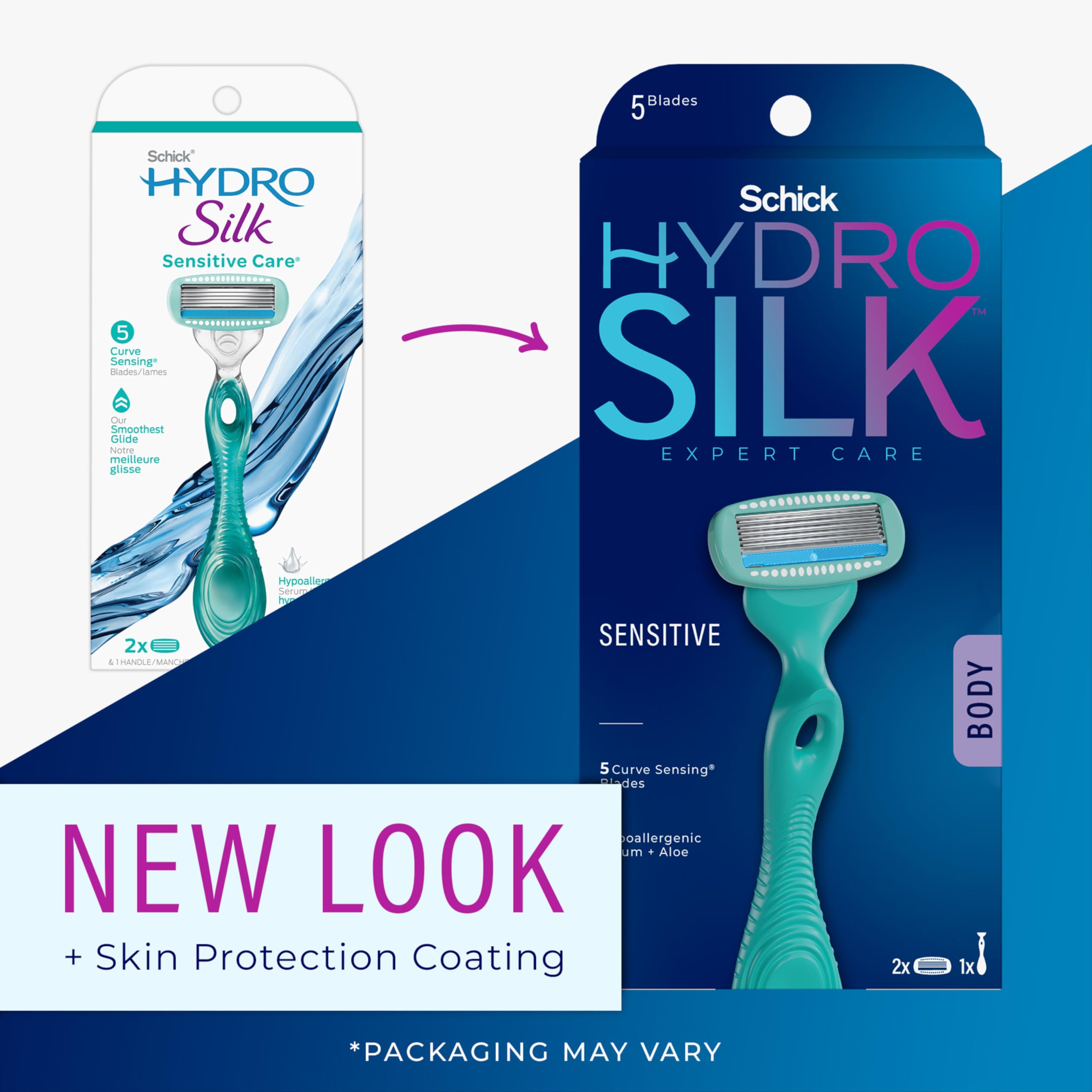 Schick Hydro Silk Ultra Sensitive Razor for Women | Womens Razor for Sensitive Skin, 5 Blade Razors-for Women, Womens Razors-for Shaving, Includes 1 Handle & 2 Refills (Pack of 12)