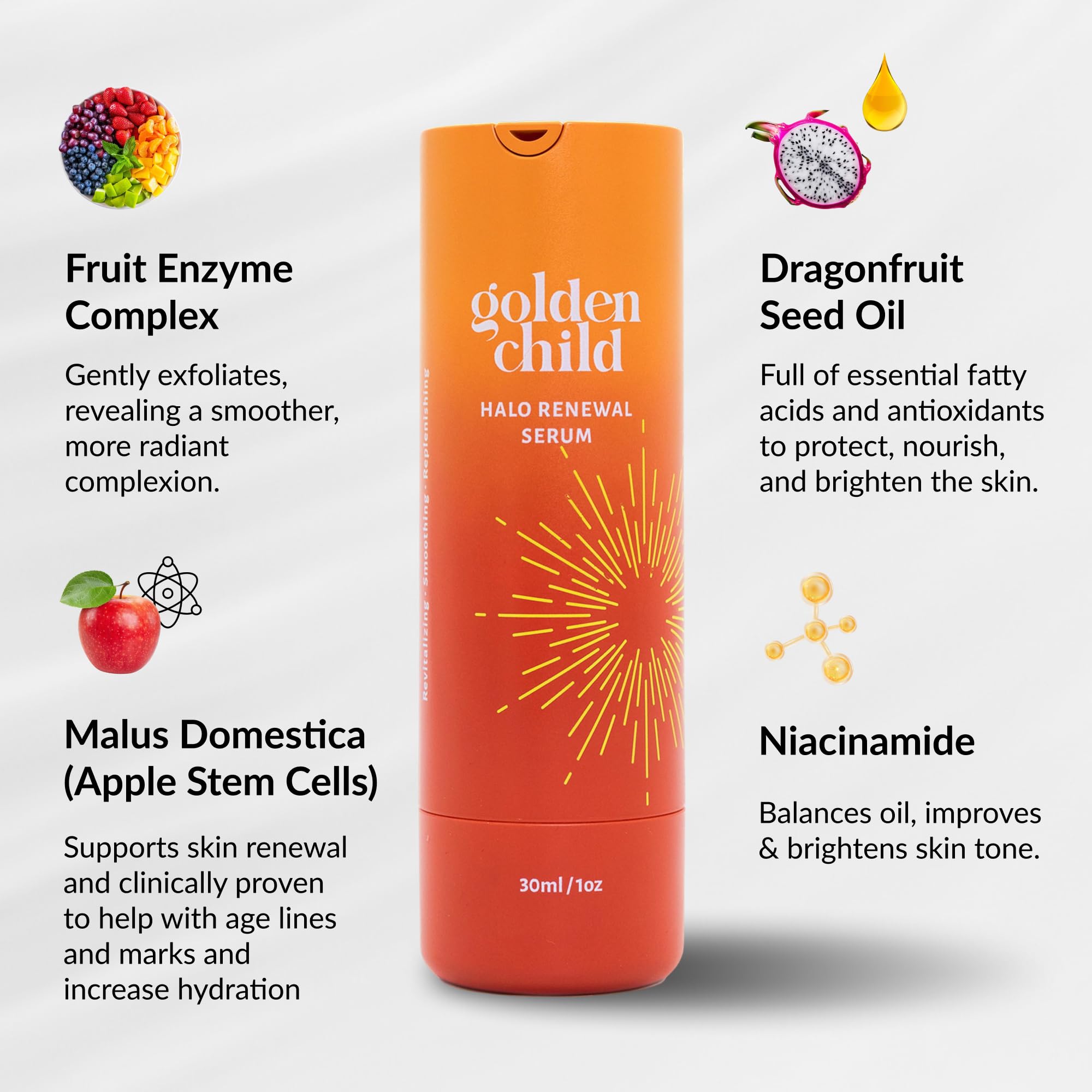 Golden Child Skin - Halo Renewal Serum | For Sensitive Skin - Blemish-Fighting Daily Facial Serum | Clears Breakouts, Minimizes Pores, Brightens Oily Skin for a Clearer, Fresh Face | 30ml / 1 oz.