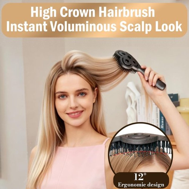 Simetra Detangler Hair Brush for Women and Men, Holiday Present - Original Detangling Brush for Curly Hair/Wet & Dry Hair, Natural Boar Bristles Hairbrush - Natural Crystal Inlay & 14K Gold Plating