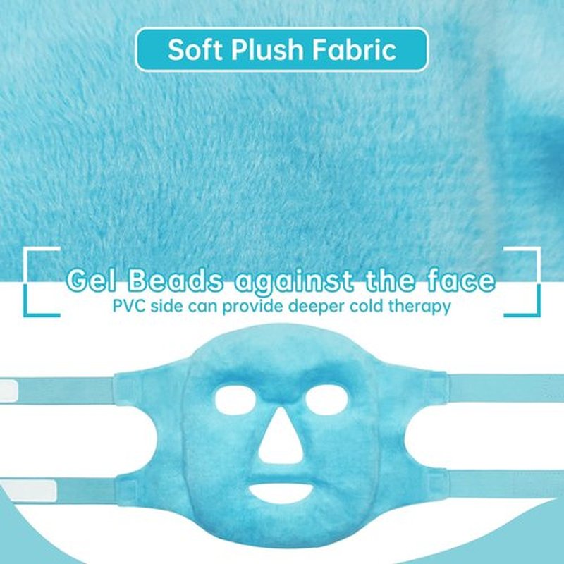 Ice Face Mask Reusable Cold Gel Mask for Puffiness/Dark Circles/Eye Bags/Dry Eyes/Headaches/Migraines/Stress Relief, Ice Pack for Face (Blue)