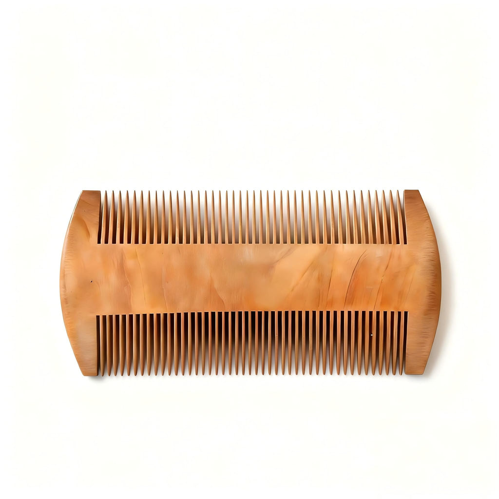 Men's Double-Sided Wooden Beard Comb, Premium Wood Grooming Comb for Mustache & Facial Hair Detangling, Smooth Anti-Static Beard Styling Comb for Daily Care