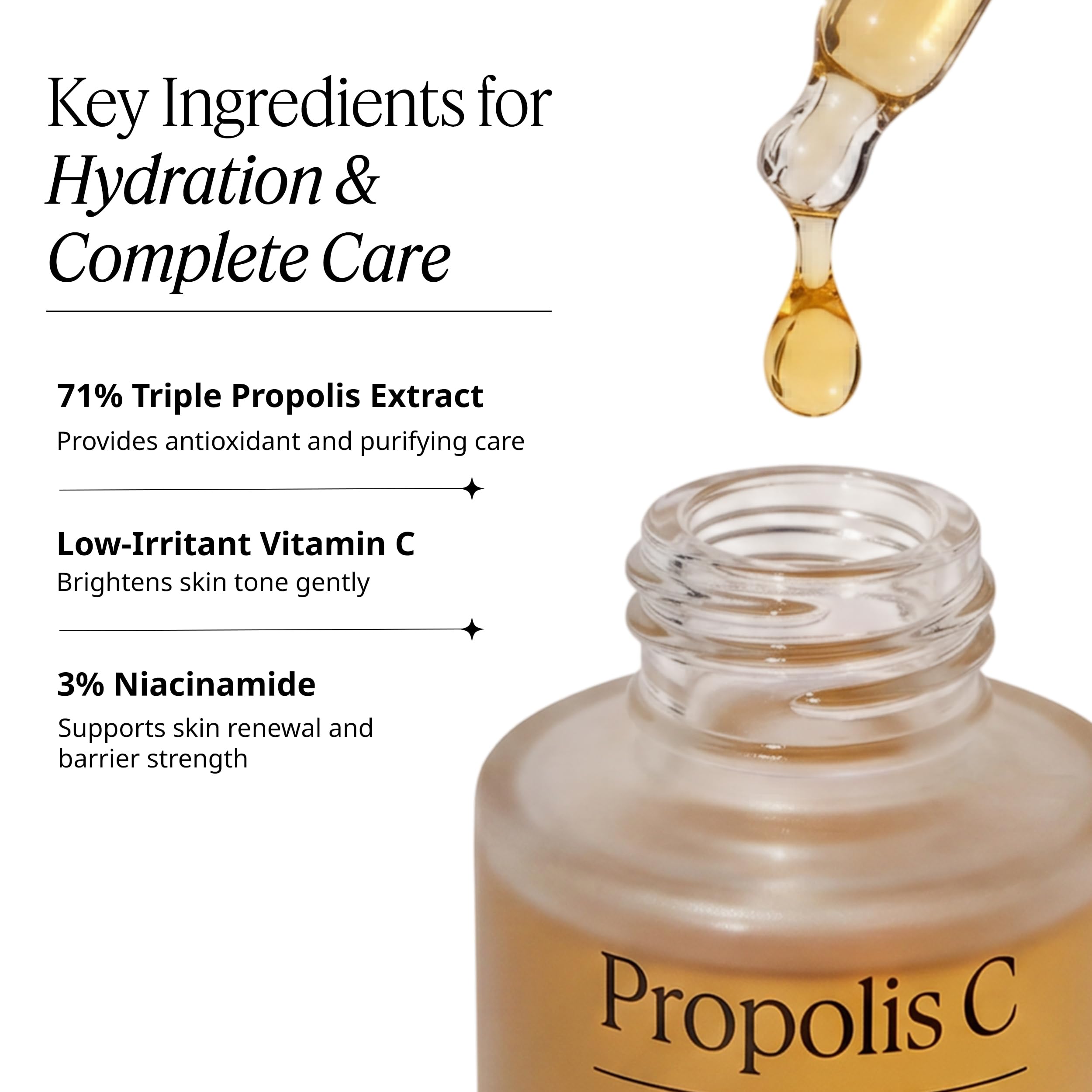 JOODOC Propolis C Energy Ampoule 30ml | Anti-oxidant, Deep Glow, Pore Tightening | Triple Propolis Extract 71%+Niacinamide 3%+vitamin C | Korea Derma-skincare