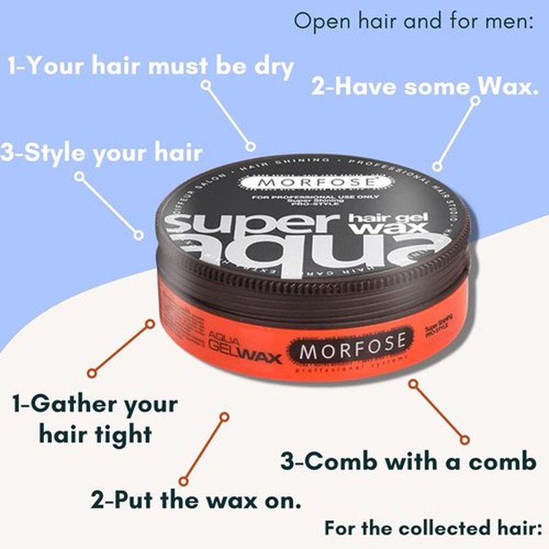 Morfose Super Aqua Hair Gel Wax - Strong Flexible Hold for All-Day Style | 5.92 Fl. Oz, Mango Scent