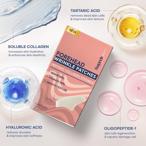 SupreH Forehead Wrinkle Patches For Anti-Wrinkle: Facial Wrinkle Patches for Forehead Fine Lines & Frown Lines - Overnight Mask 14 Patches
