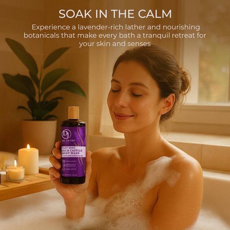 Dr. Jacobs Naturals Castile Lavender All-Natural Body Wash for Moisturizing Dry and Sensitive Skin with Plant-Based Ingredients with Pump - 32 Ounce