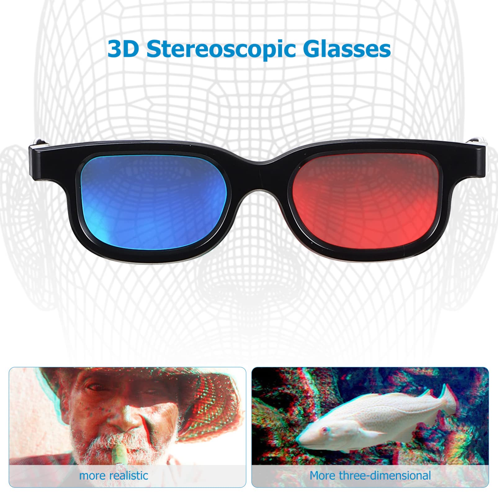 NOLITOY 3D Movie Gaming Glasses, 10Pcs Red-Blue Lens 3D Viewing Glasses Lightweight Frame Compatible with Ordinary Computer Monitors TVs Projectors