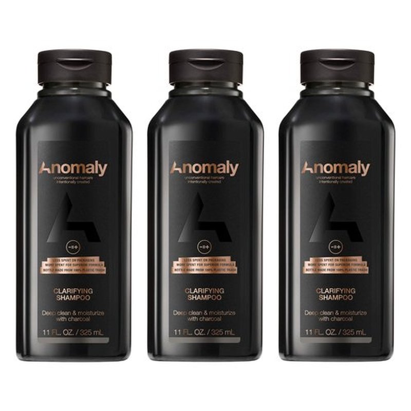 Anomaly Vegan Eucalyptus Clarifying Charcoal Scalp Shampoo for Build Up | Sulfate Free & Paraben Free |for Women & Men| Eco Friendly Sustainable Packaging from Ocean Plastic, 11 fl. oz. (Pack of 3)