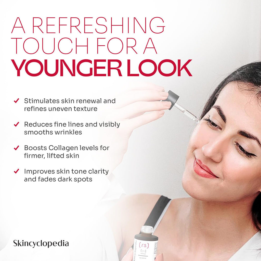 Skincyclopedia Retinol Face Serum, Brightens Skin Tone, Wrinkle & Fine Lines Refinement, Blemish Correction, Luminous Appearance & Smooths Skin