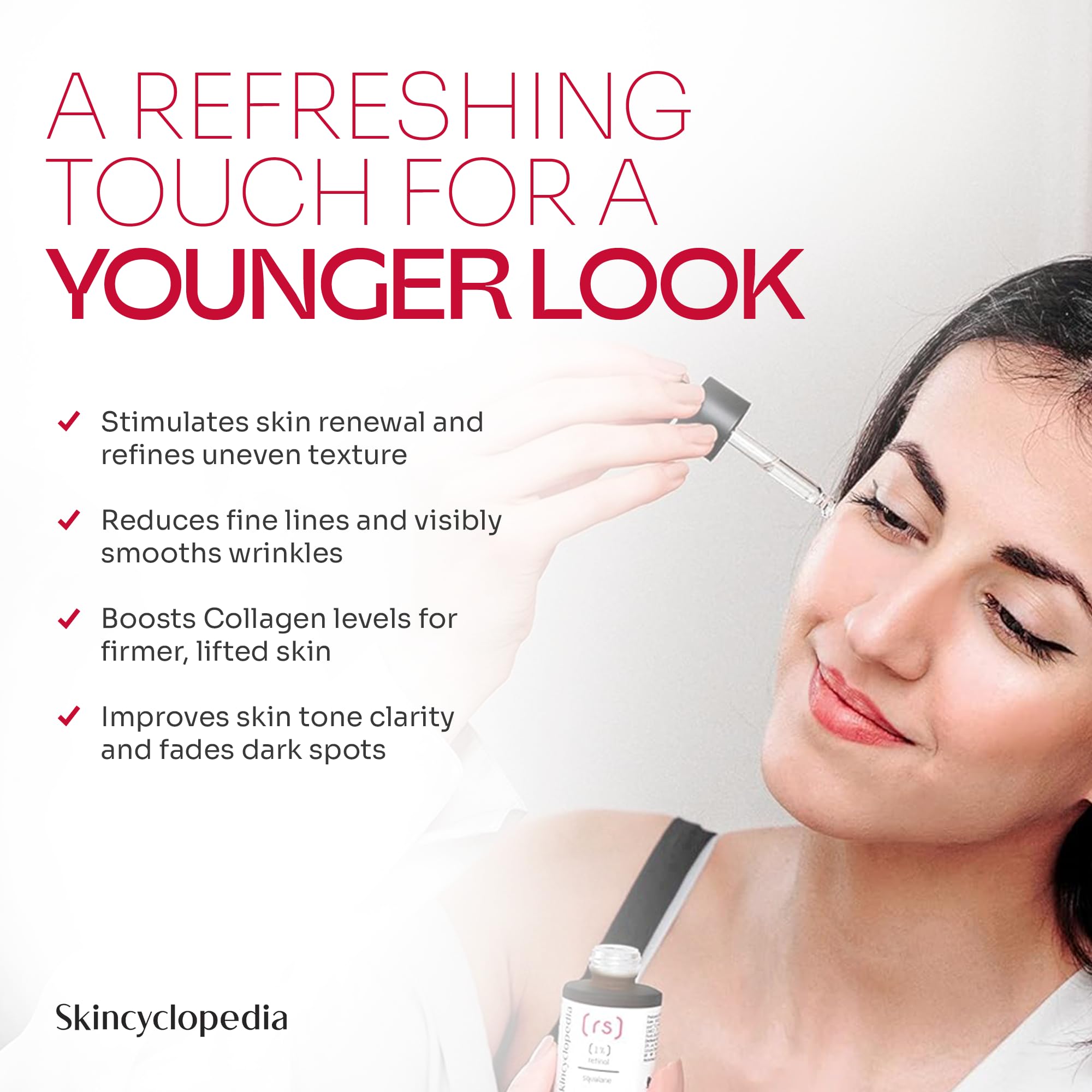 Skincyclopedia Retinol Face Serum, Brightens Skin Tone, Wrinkle & Fine Lines Refinement, Blemish Correction, Luminous Appearance & Smooths Skin