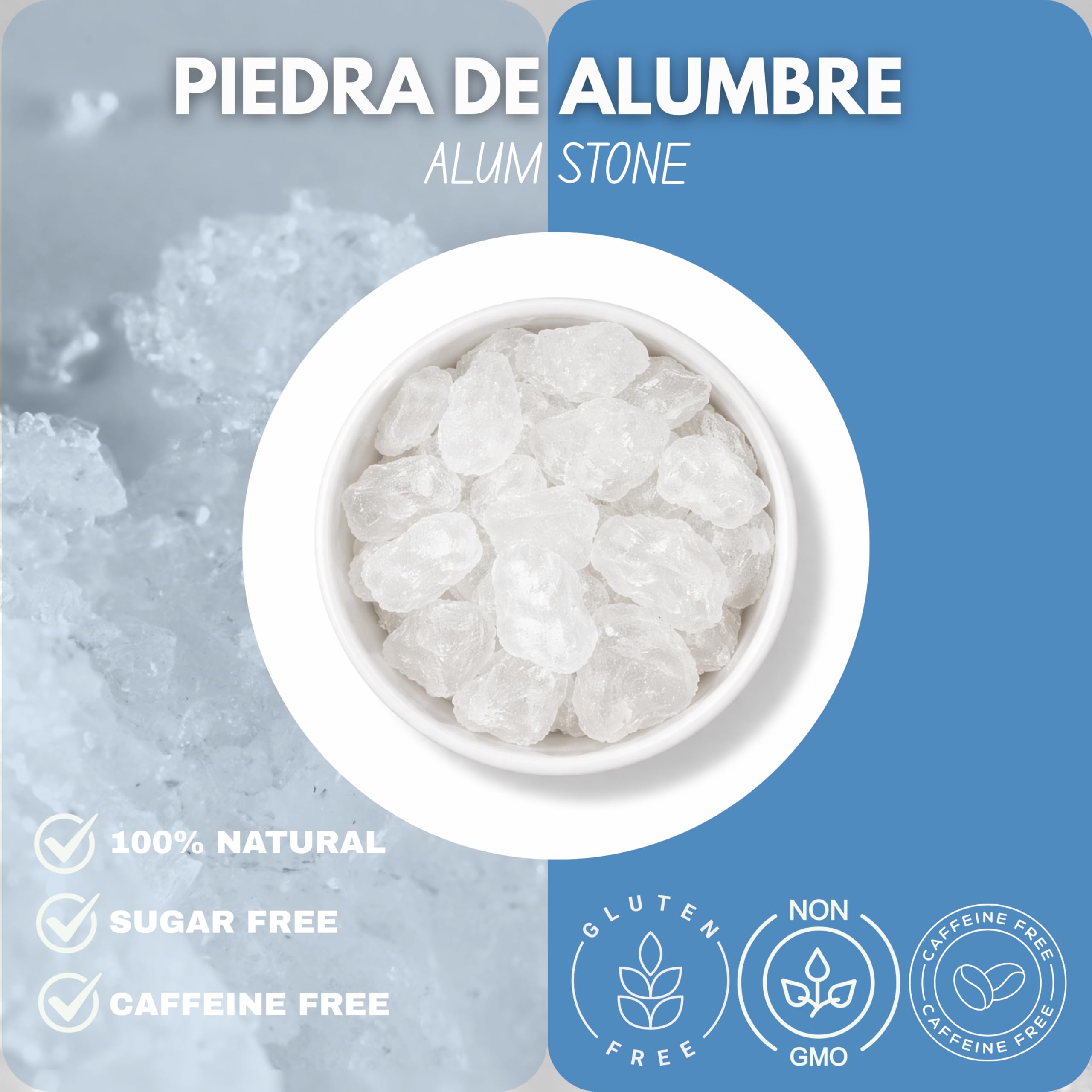 GREEN ROYALTY Alum Stone (Piedra de Alumbre) 4 oz - Multi-Purpose Crystal for Skin Care and Healing - Natural Deodorant & Antiperspirant | Shaving Stone.