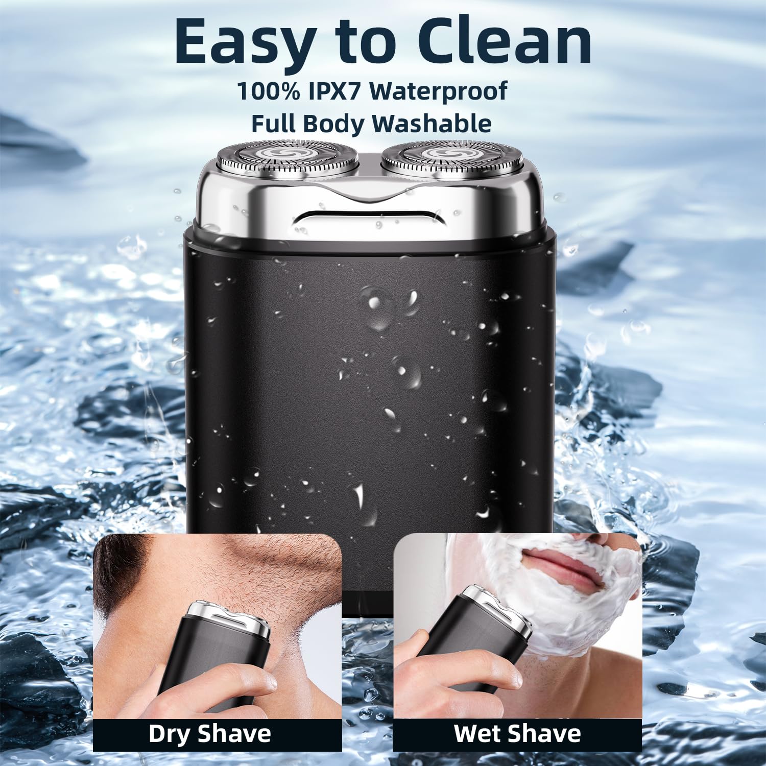 Mini Dual-Head Electric Shaver, Portable Electric Razor for Men, Pocket Size Washable Double Head, Rechargeable Waterproof Shaver for Home, Car, Travel