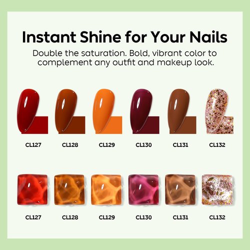Luxbon 6 pcs Gel Nail Polish Set - Fall Color Set Long Lasting Autumn Gel Polish, uv led Soak Off Nail Art Designs Manicure Kit 022