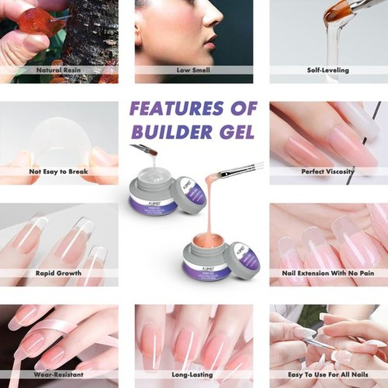 AIJIMEI LED/UV Hard Gels for Nails Extension Polish Kit Hard Gel for Nails Art Buildering for Nails Builder Glue in a Bottle Nail Builders Gel (Multicolor)