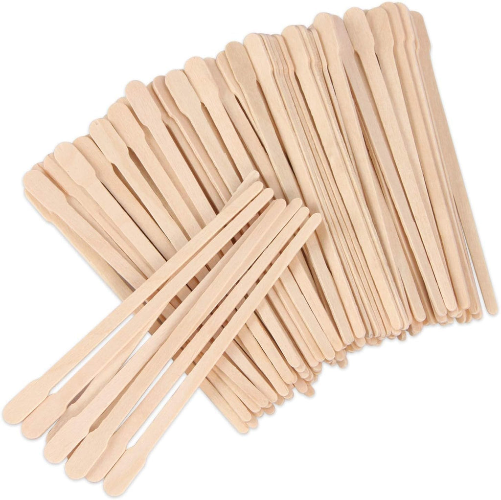 PEAKTREND 200Pcs Wooden Wax Sticks Wood Waxing Spatulas Craft Applicators Hair Removal for Body Legs Facial Eyebrow Lip Nose Brow Facial Smooth, Skin-Spa Home Usage