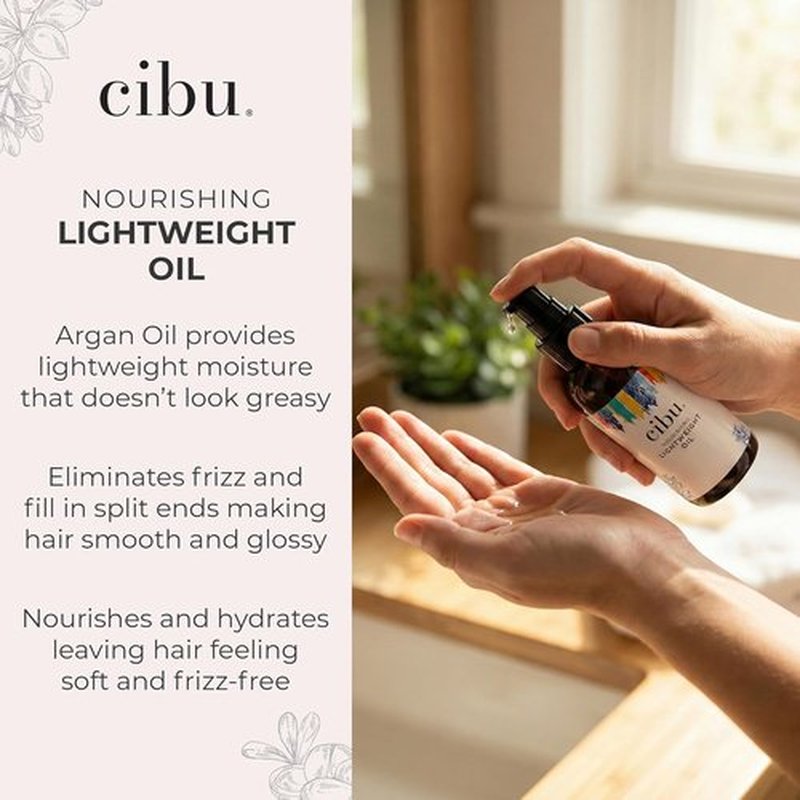 CIBU Nourishing Argan Oil Hair Serum - Lightweight Anti-Frizz & Heat Protectant Treatment | 4 Ounces