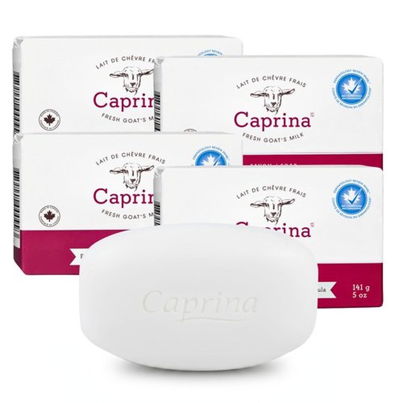 Caprina Goat Milk Bar Soap, ORIGINAL, 5 oz (141 g), Natural Hand & Body Soap Bars, Moisturizing Bath Soap for Sensitive Skin with Vitamins B2 & B3, Original, 5 oz, 4-PACK