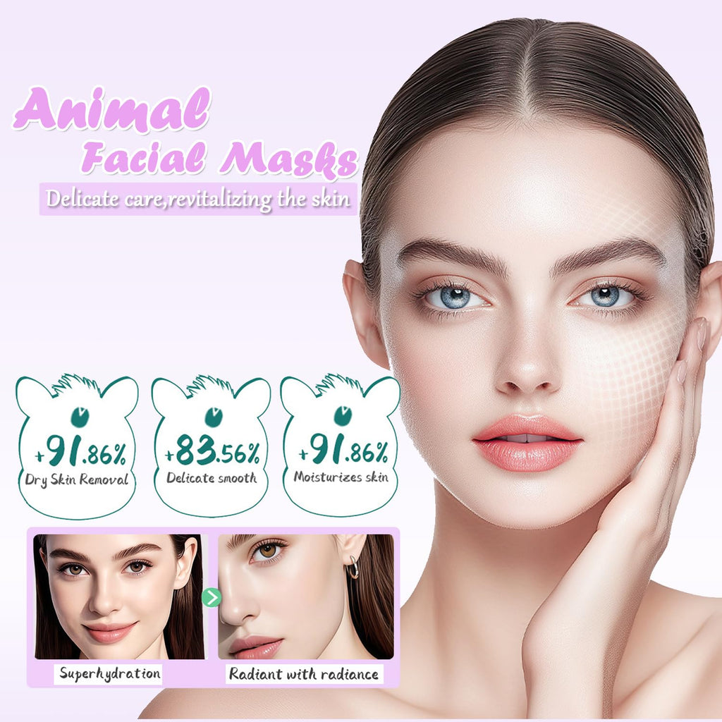 Aaiffey 10 Pack Kids Face Mask Spa,Animal Character Sheet Facial Mask for Kids Skin Care Deep Hyrating,Girls Night Party Face Mask Set for All Skin Types,Birthday Christmas Gifts