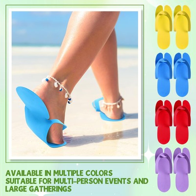 JaGely 100 Pairs Disposable Pedicure Slippers Bulk Multi Color Flip Flops for Pedicure Anti Slip EVA Foam Spa Slippers Sandals Disposable Shoes Kit for Women Nail Bath Salon Party Supplies