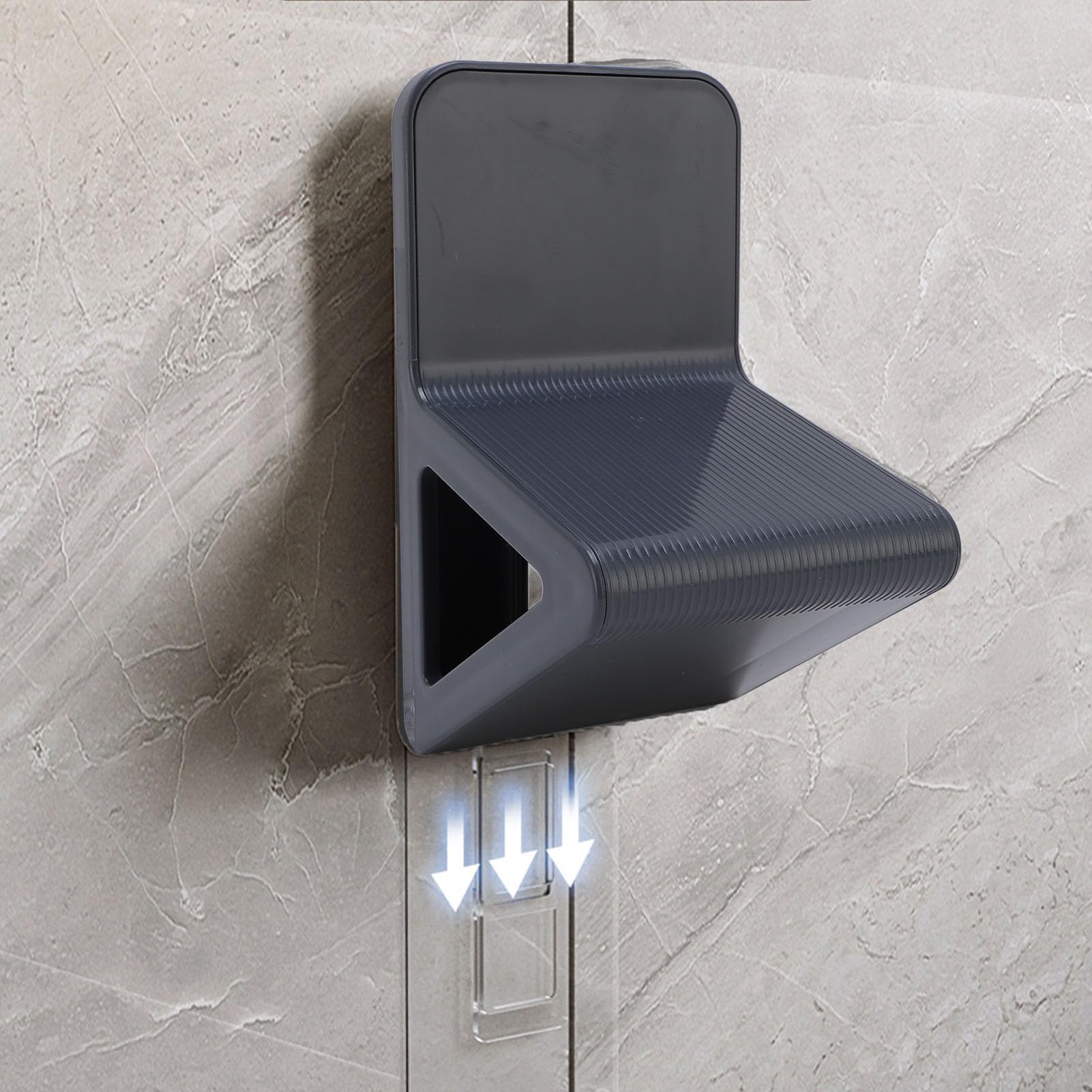 Fockety Shower Foot Rest for Shaving Legs, Anti Slip No Drill Wall Mounted Foot Pedal, Bathroom Triangular Shower Step Foot Stand Shower Shaving Foot Rest for Pregnant Woman Shower (Gray)