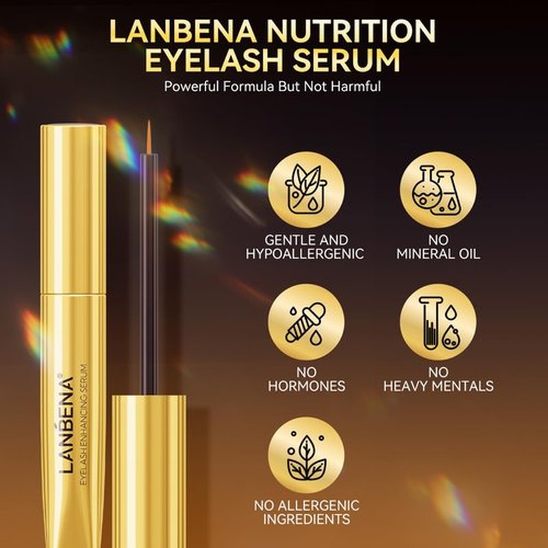 LANBENA EYELASH ENHANCING SERUM - Advanced Formula for Thicker, Longer Lashes & Brows | 3mL/0.10 fl oz - Vegan, Cruelty-Free & Safe for Sensitive Eyes