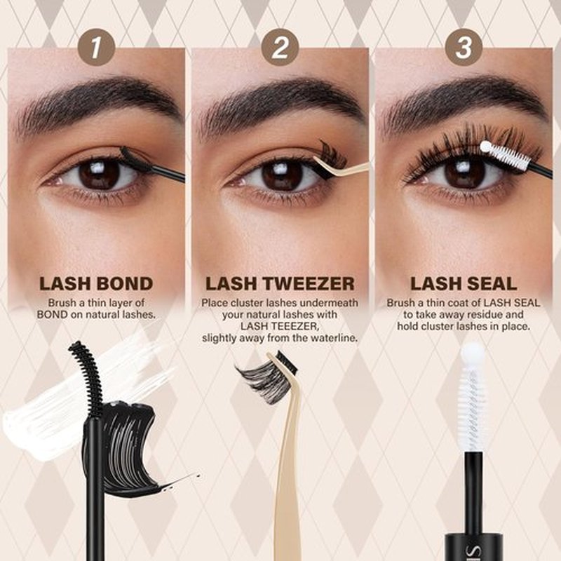 JMS&JMS Lash Clusters Kit Lash Extension Kit with Lash Bond and Seal Eyelash Applictor Lash Remover Eyelash Brush Lash Extension Kit for Beginner (MISS BELLA-8-18mix)